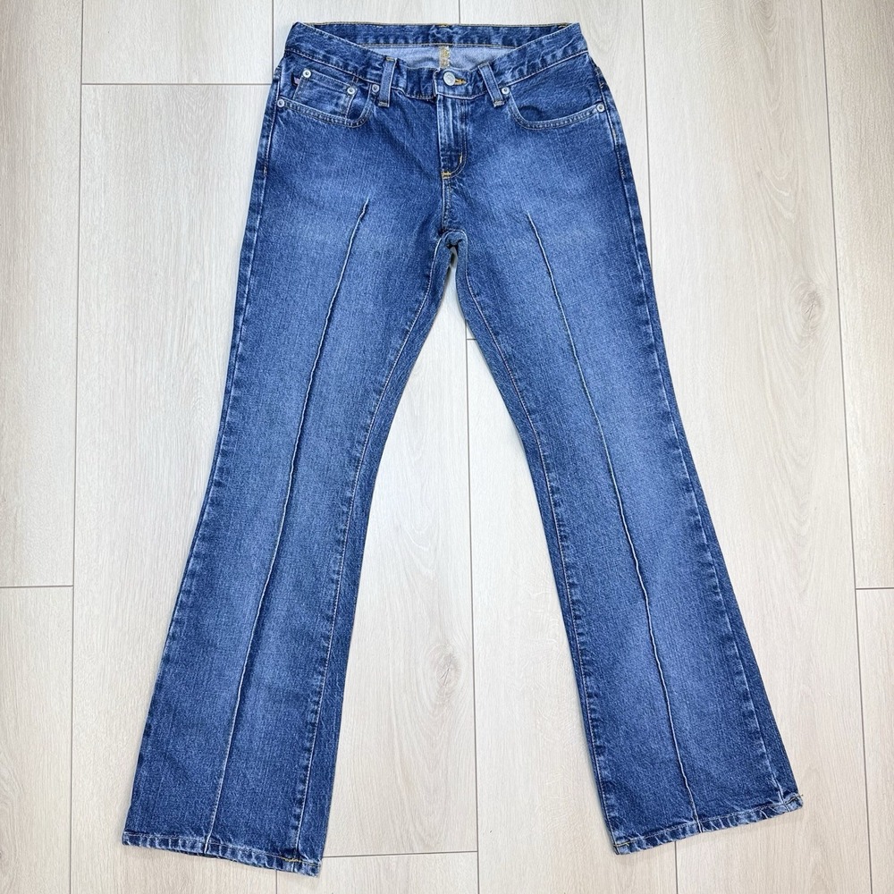 VTG Y2K Polo Jeans Co Ralph Lauren Tuck Jeans Womens 2 Low Rise Flare Denim RLP!
